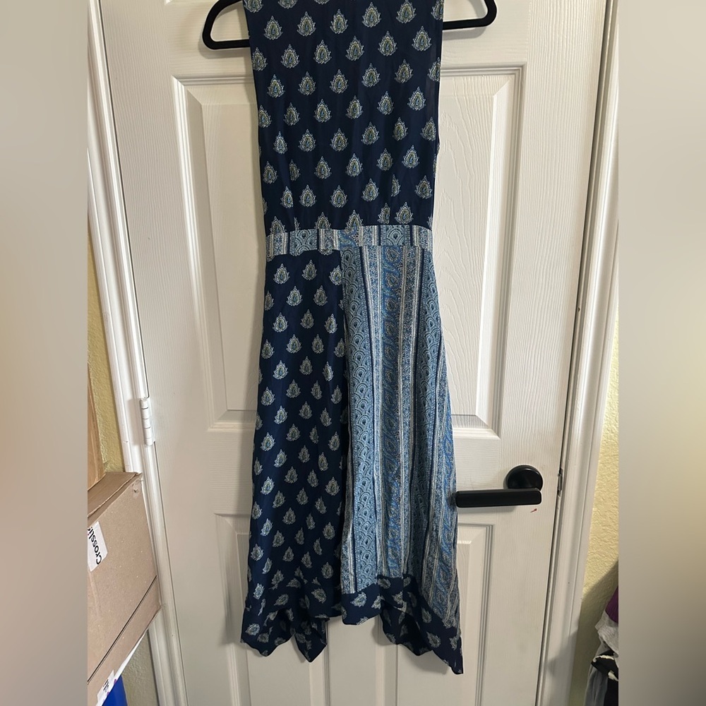 Anthropologie Maeve Eclipsed Faux Wrap Blue Paisley Motif Dress  Size 4 EUC - Picture 4 of 5
